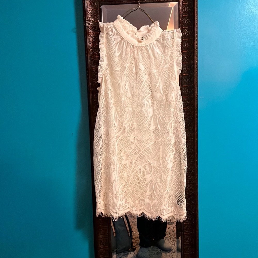Translucent lace sleeveless blouse